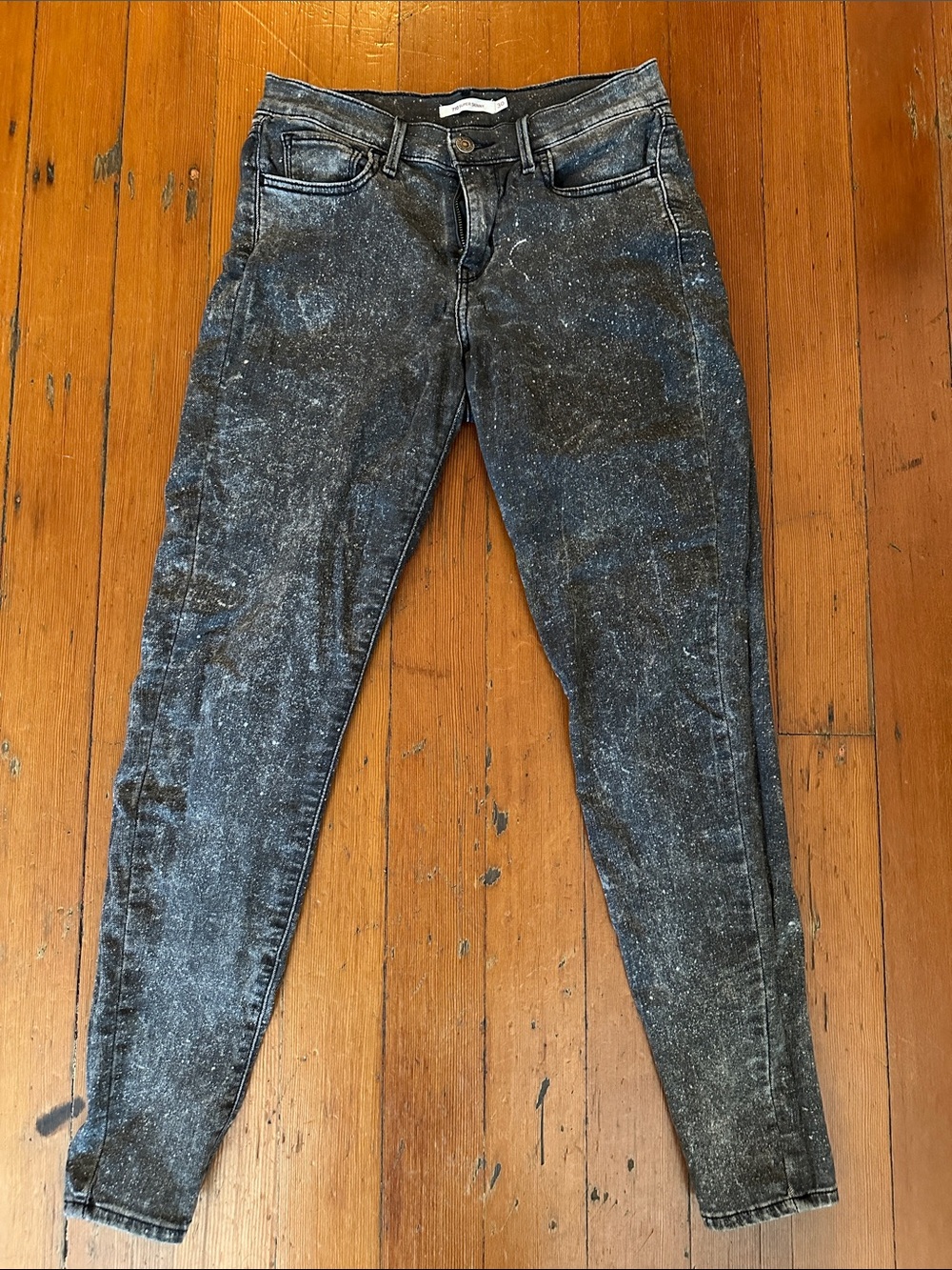 Levi's Black Tab 710 Super Skinny Acid Wash White Speckled Gray Skinny Jeans